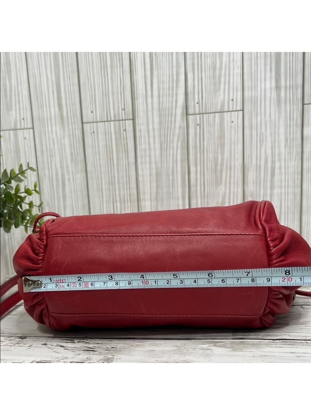 Gerard Darel Red Leather Satchel Shoulder Crossbody Bag 24h Mini Designer Purse - Picture 9 of 13